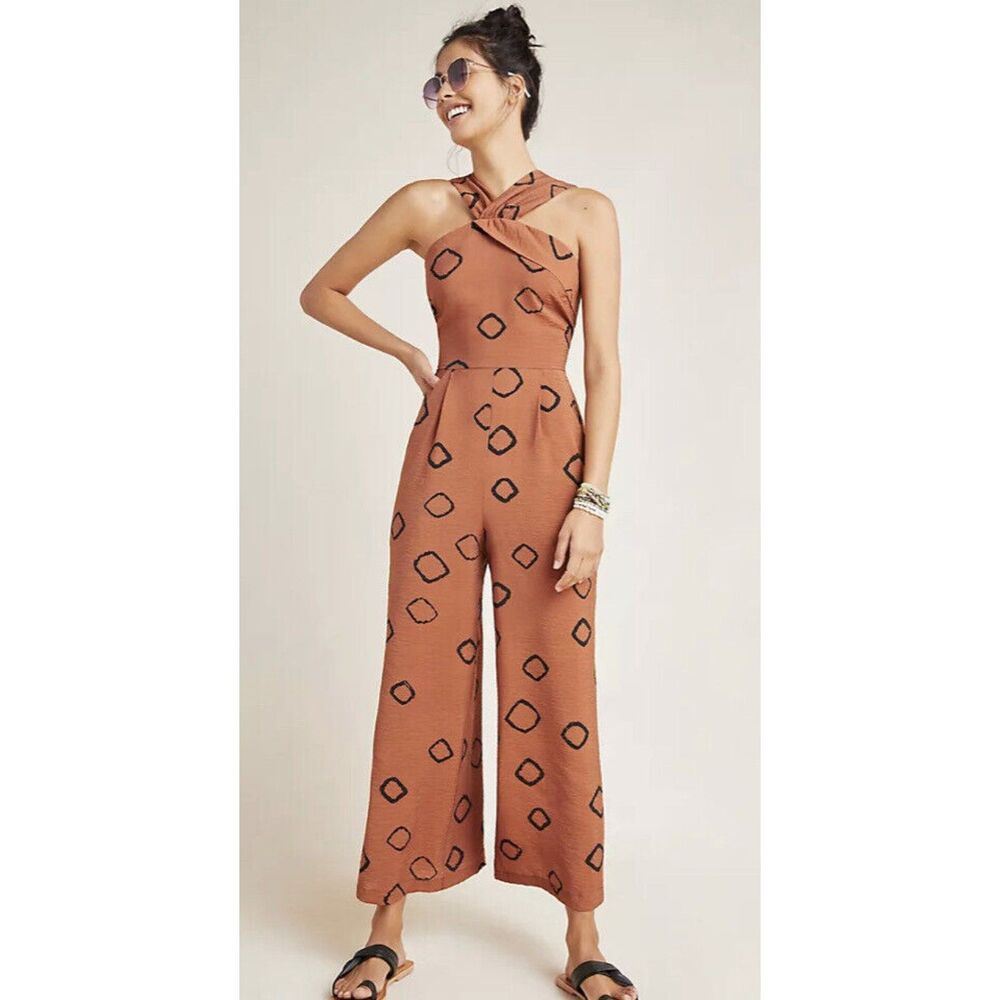 EVA FRANCO Faith Sleeveless Jumpsuit Rust Brown Sz‎ 2